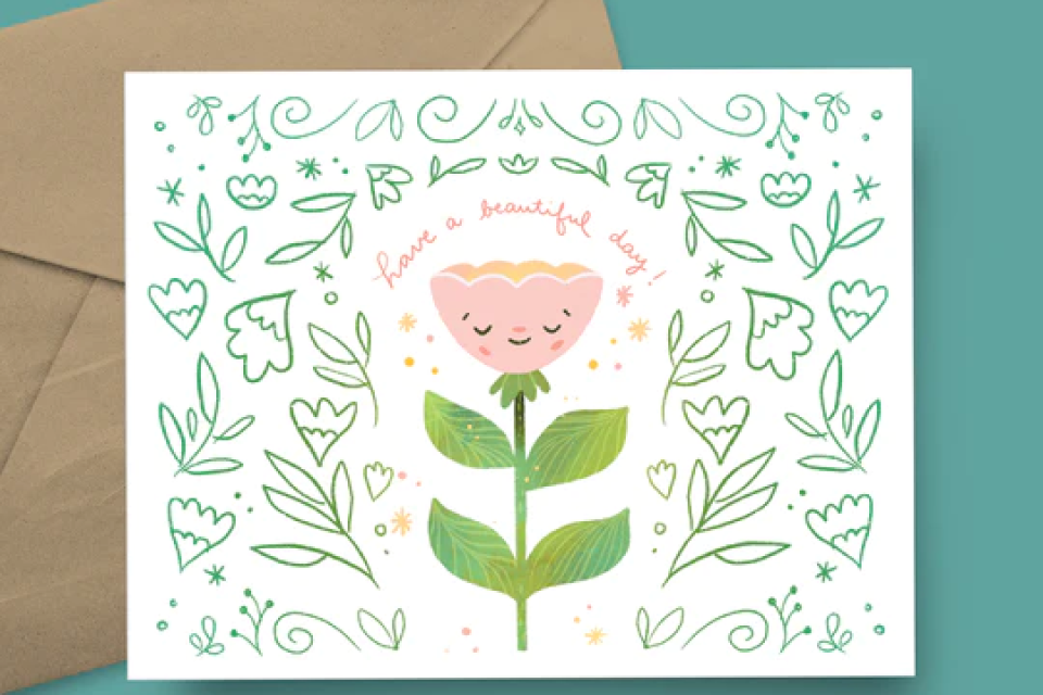 kristina yu greeting card have a beautiful day